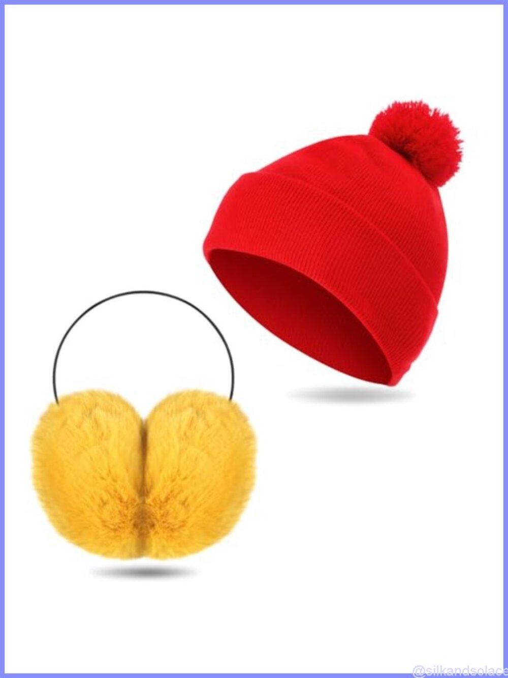 2 Pc Adult Knit Beanie & Ear Muffs Set Unisex Winter Warm Snug Faux Fur Ear